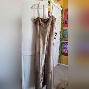 Elegant Beaded Champagne Slip Dress